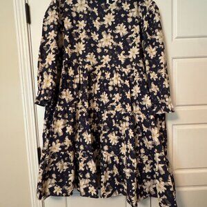 Floral Print Tiered Cinch Sleeve Dress